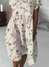Floral Short Sleeve Cotton-Blend Dress