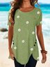 Floral-print Crew Neck Short Sleeve Casual Top