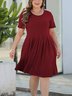 A-Line Knitted Sweet Solid Knitting Dress