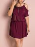 Cold Shoulder Knitted Shift Holiday Knitting Dress