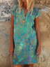Summer Leisure Holiday Style Printing Paisley V Neck Short Sleeve Casual Women Dress