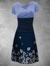 Summer Casual Floral Stitching Print A skirt Short Sleeve A-Line Knitting Dress