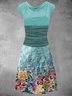 Floral Cotton-Blend Elegant Knitting Dress