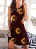 Cotton-Blend Resort Butterfly Floral Printed Scoop Neckline Knitting Dress