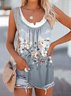 Floral Sleeveless Shift Cotton-Blend Tanks & Camis