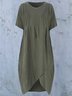 Short Sleeve Plain Crew Neck Weaving Dress