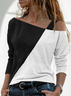 Off Shoulder Casual Cotton-Blend Long Sleeve Top