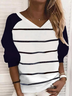 Casual Stripes Long Sleeve Shirts & Tops