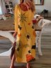 Halloween Printed Side Fork Round Neck Long-sleeved Dress