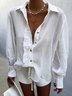 Vintage Long Sleeve Shirt Collar Casual Solid Blouse