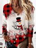 Women Hoodie Christmas Top Long Sleeve Party Christmas Snowman Print Sweatshirt Top