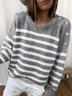 Crew Neck Casual Vintage Striped Sweater