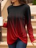 Women Striped Ombre Casual Long sleeve Tunic