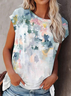 Vacation Floral Cotton Blends Shirts & Tops