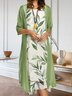 Round Neck Half Sleeve Vacation Plants Two Piece Dresses
