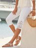 Lace Solid Casual Regular Fit Pants