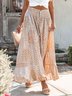 Boho Buttoned Geometric Long Skirt