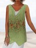 Floral Vacation Loose Women V neck Sleeveless