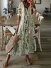 V Neck Leaves Half Sleeve Casual Dress