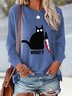 Casual Text Letter Crew Neck Loose Top