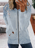 Women Casual Floral Autumn V neck Micro-Elasticity Daily Long sleeve H-Line Regular Other Coat