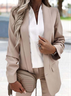 Casual Plain Autumn Polyester Natural Holiday Long sleeve Regular Regular Size Blazer for Women