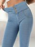 Casual Plain Autumn Natural Daily Slim fit Pants Cotton-Blend Regular Medium Elasticity Casual Pants for Women