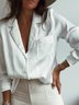 Women Casual Plain Autumn No Elasticity Daily Long sleeve H-Line Regular Regular Size Blouse
