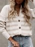 Women Striped Casual Winter V neck Daily Loose Regular Regular Regular Size Sweater