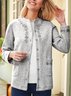 Casual Floral Autumn Micro-Elasticity Daily Loose Long sleeve H-Line Regular Size Jacket for Women