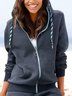 Women Casual Plain Autumn Hoodie Natural Micro-Elasticity Daily Long sleeve H-Line Jacket
