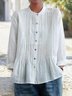 Women Casual Plain Autumn Cotton Long sleeve Crew Neck Regular H-Line Regular Size Blouse