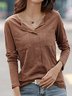 Plain Simple Autumn Micro-Elasticity Pullover Long sleeve Regular Regular Half Open Collar Tops for Women