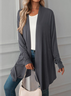 Women Casual Plain Autumn Micro-Elasticity Loose Long sleeve Wrap Mid-long Regular Size Coat
