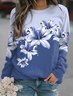 Casual Floral Ombre Raglan Sleeve Sweatshirt