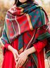Leisure Red Green Increase Thickened Ethnic Pattern Long Cashmere Scarf Shawl Wrap