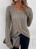 Loose Crew Neck Casual Yarn/Wool Yarn Sweater