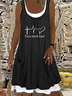 Text Letters Loose Casual Crew Neck Dress