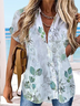 Shirt Collar Buttoned Loose Vacation Blouse