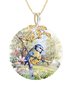 Transparent Time Stone Bird Floral Pattern Pendant Necklace Vintage Jewelry