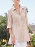 Shawl Collar Casual Buttoned Loose Blouse