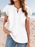 V Neck Casual Plain Loose T-Shirt