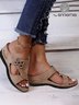 Khaki Retro Flowers Breathable Hollow Casual Sandals