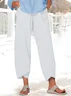 Women Summer Tulip Hem Elastic Waist Pockets Comfy Lounge Workout Plain Cotton Pants