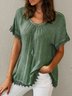 Casual Plain Summer Daily Lace Crew Neck Short sleeve Tunic