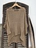 Women Khaki Summer Half sleeve Crew Neck Cotton And Linen Loose Tunic Top