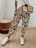 Geometric Printed Lace-up Pockets Casual Pants