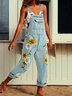 Sleeveless Denim Floral Floral-Print Jumpsuits & Romper Jumpsuits Overalls