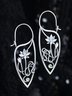 Vintage Silver Metal Floral Piercing Earrings Ethnic Casual Women Jewelry