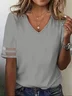 Women Casual Plain Loose V Neck Summer T-Shirt